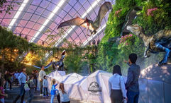 Jurassic World: The Experience is an immersive walk-through attraction in Singapore’s Cloud Forest, featuring life-sized dinosaurs, interactive zones, and educational exhibits for all ages.